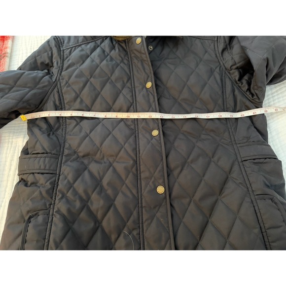 LL Bean Riding Jacket Barn Coat Women's Black Quilted Plaid Lining LARGE EUC - Picture 9 of 9